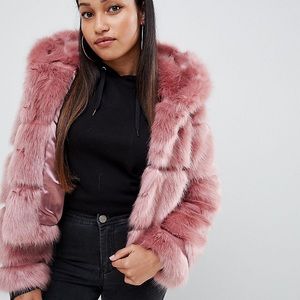 Asos hooded faux fur jacket